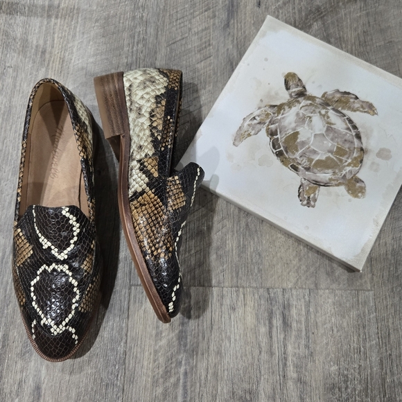 🐢 Madewell Frances Loafer Snake Embossed Leather Size 5.5 Excellent Condition - Picture 1 of 12